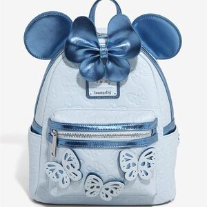 Loungefly Light Blue Minnie Backpack with Ears and Bow